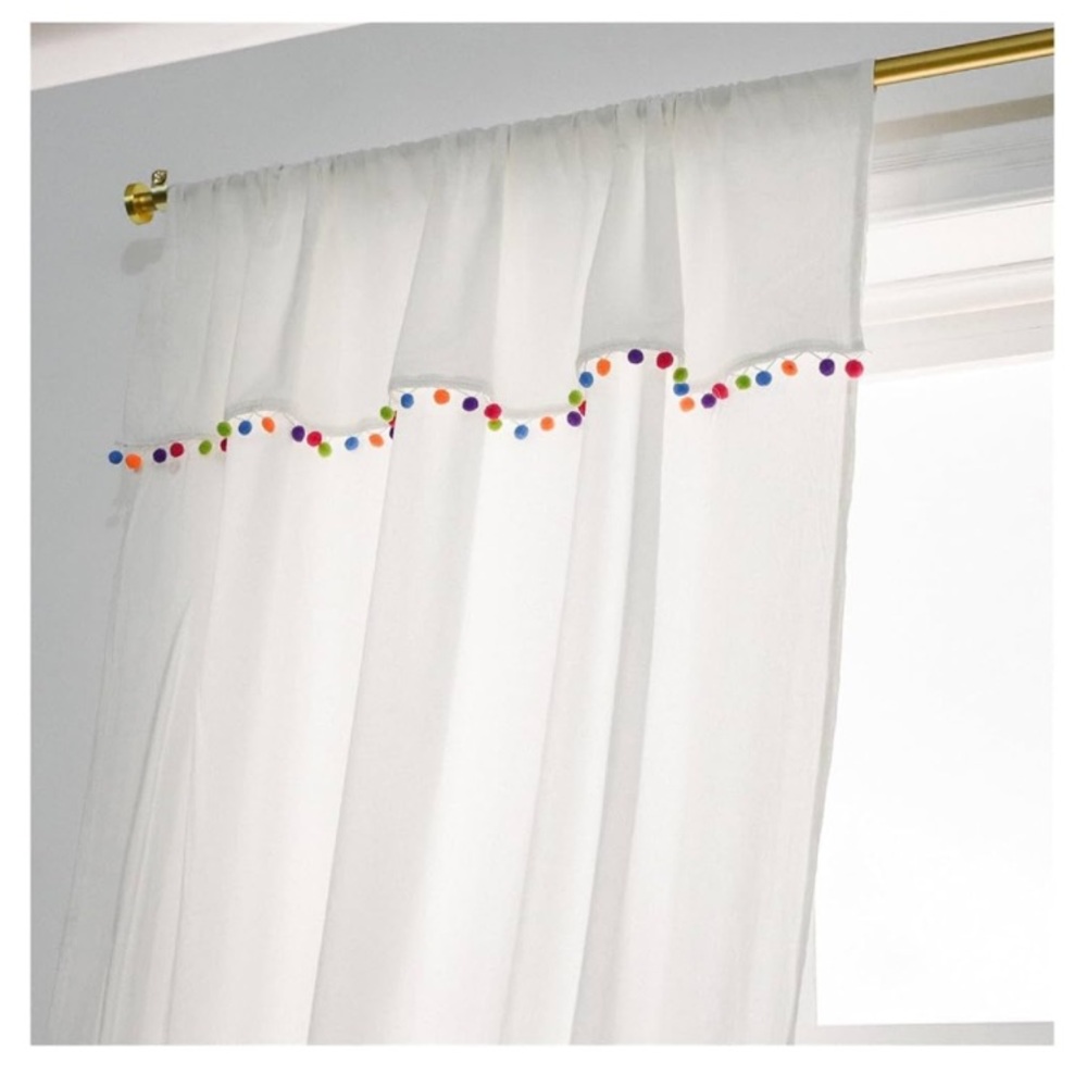 Oeko-Tex White Shower Curtain with Rainbow Pom-Poms 🌈🎉